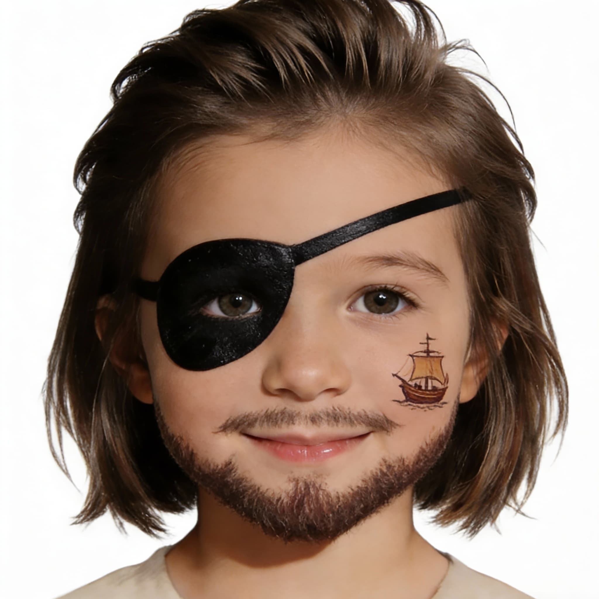 Face paint of delicate pink flowers and vines, fairy style, glitter details, soft pastel colors, on a child's face